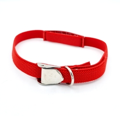 Chapita Gato Aluminio Rojo + collar Reforzado Elastizado Rojo - Medallas para Perros