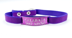 Chapita Gato Aluminio + Collar Reforzado Elastizado Violeta - comprar online