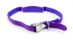 Chapita Gato Aluminio + Collar Reforzado Elastizado Violeta - Medallas para Perros