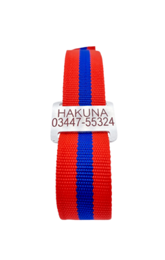 Chapita pasador para collares de 4cm de ancho+Collar Rojo Azul - comprar online