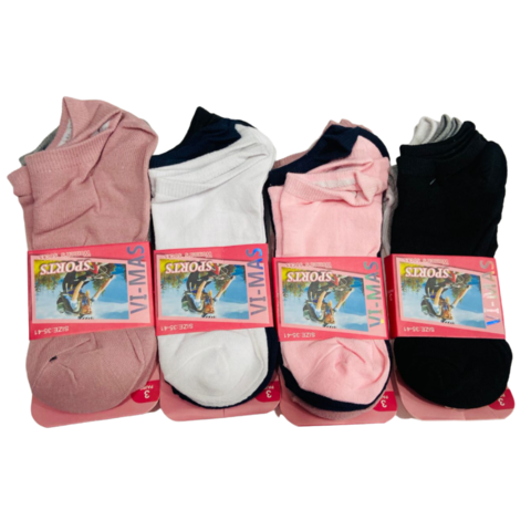 MD708-Soquetes lisos de mujer sports pack x 12 Unidades