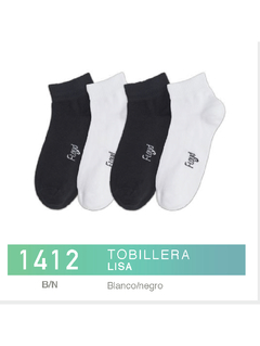 FL1412BN-PACK X12 unidades (DOCENA), HOMBRE/ Tobillera Lisa . Blanco/negro