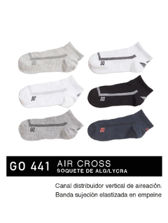 FLGO441-PACK X12 unidades (DOCENA), AIR CROSS: Soquete de alg/lycra - canal distribuidor vertical de aireación. Banda sujeción elastizada en empeine.