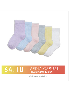 FL64T0-PACK X12 unidades (DOCENA), Media casual Tramado Liso Colores Surtidos Talle 0