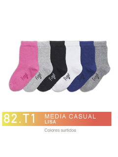 FL82T1-PACK X12 unidades (DOCENA), Media casual . Lisa Colores Surtidos Talle 1