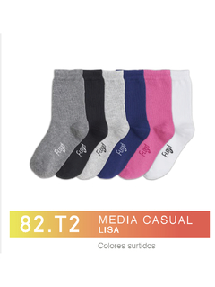 FL82T2-PACK X12 unidades (DOCENA), Media casual . Lisa Colores Surtidos Talle 2