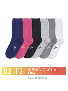 FL82T3-PACK X12 unidades (DOCENA), Media casual . Lisa Colores Surtidos Talle 3