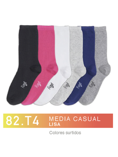 FL82T4-PACK X12 unidades (DOCENA), Media casual . Lisa Colores Surtidos Talle 4