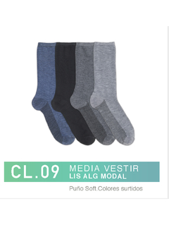 FLCL09-PACK X12 unidades (DOCENA), HOMBRE/ Media Vestir Lisa Algodon/Modal Puño Soft Colores Surtidos