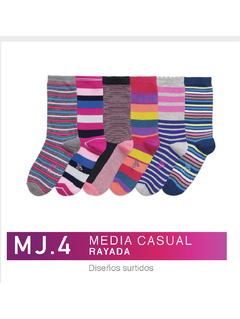 FLMJ4-PACK X12 unidades (DOCENA), DAMA/ Media casual Diseños rayas surtidas