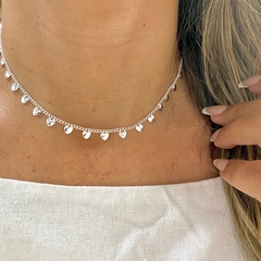 Choker Corações Banhado a Prata