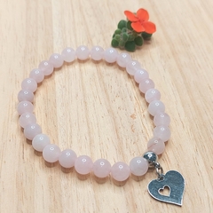 Pulseira de Quartzo Rosa com Pingente