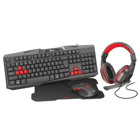 TRUST GAMING BUNDLE ZIVA MOUSE & PAD, TECLADO Y AURICULAR