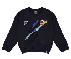 BLUSÃO INFANTIL UNISSEX PAPA-LÉGUAS LOONEY TUNES® EM MOLETOM FLANELADO MALWEE KIDS PRETO