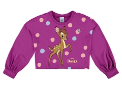 BLUSA INFANTIL MENINA PUNHO FRANZIDO BAMBI DISNEY® EM ALGODÃO MALWEE KIDS ROXO ESCURO