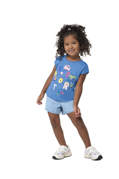 BLUSA INFANTIL MENINA MULLET SUPER TIME EM ALGODÃO MALWEE KIDS AZUL - comprar online