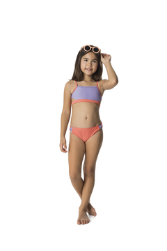 BIQUÍNI INFANTIL MENINA DETALHE VAZADO EM MALHA UV50+ MALWEE KIDS ROXO - comprar online