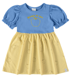 VESTIDO INFANTIL MANGA BUFANTE CLÁSSICOS DISNEY® EM ALGODÃO MALWEE KIDS AZUL - comprar online