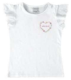 BLUSA INFANTIL MENINA TECIDO LAISE EM ALGODÃO MALWEE KIDS BRANCO