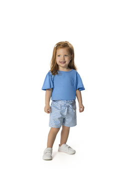 CONJUNTO INFANTIL MENINA BLUSA EM ALGODÃO E SHORTS EM TRICOLINE MALWEE KIDS - comprar online