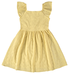 VESTIDO INFANTIL DECOTE RETO EM LAISE MALWEE KIDS AMARELO