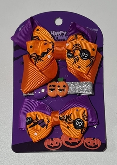 Kit Laços Halloween Abóbora e Aranha