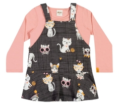 Vestido infantil com blusa, estampa gatinhos Elian - comprar online