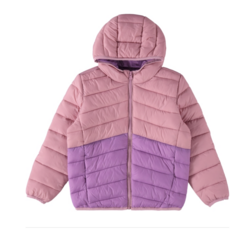 JAQUETA PUFFER UNISSEX BICOLOR COM CAPUZ EM TAFETÁ MALWEE KIDS ROSA