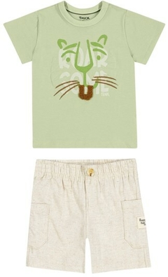 CONJUNTO ROAR VERDE SHORT LINHO CRU TRICK NICK