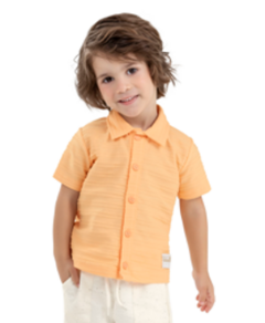 Camisa Infantil Menino Social Com Botões Elian Laranja