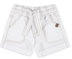 SHORTS CLOCHARD INFANTIL MENINA EM SARJA COM ELASTANO MALWEE KIDS BRANCO