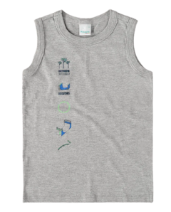 Camiseta Infantil Masculina Regata Estampada Malwee Kids Cinza