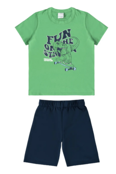 CONJUNTO INFANTIL MENINO CAMISETA E BERMUDA EM MOLETINHO MALWEE KIDS