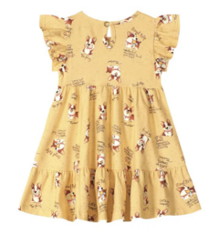 Vestido Menina Manga Babado Cachorrinhos Em Algodão Carinhoso - comprar online