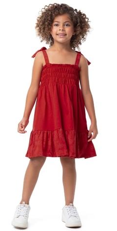 VESTIDO INFANTIL ALÇAS FINAS EM ALGODÃO MALWEE KIDS VERMELHO