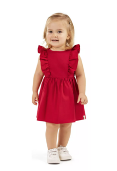 VESTIDO INFANTIL EVASÊ EM VISCOLINHO VERMELHO ELIAN - comprar online