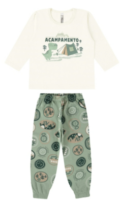 PIJAMA INFANTIL UNISSEX NOITES DE ACAMPAMENTO EM ALGODÃO MALWEE KIDS OFF WHITE