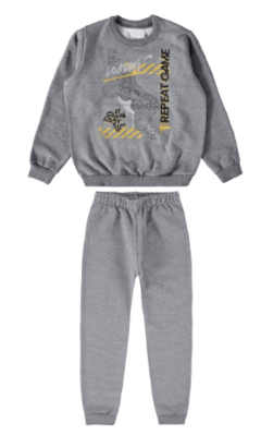 Conjunto Infantil Menino Em Moletom Malwee Kids Cinza