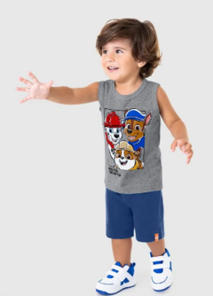 Conjunto Infantil Menino Regata Patrulha Canina Em Algodão Malwee Kids Cinza