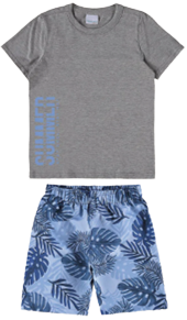 CONJUNTO INFANTIL MENINO SUMMER MICROFIBRA MALWEE KIDS CINZA - comprar online