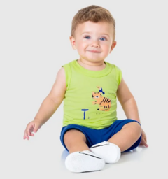 Conjunto Infantil Menino Estampa + Puff Em Algodão Malwee Kids Verde