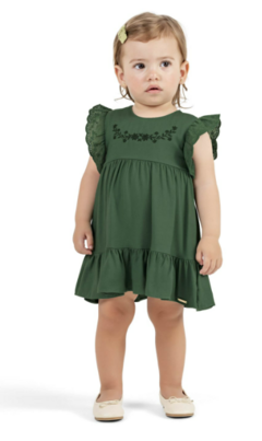 VESTIDO MANGA CURTA EVASÊ EM VICOLINHO COLORITTÁ VERDE - comprar online