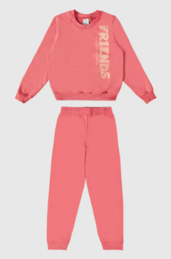 CONJUNTO INFANTIL MENINA FRIENDS EM MOLETOM FLANELADO MALWEE KIDS ROSA