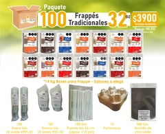 Paquete 100 Frappés Tradicionales 32 Oz. (14 Kg. a Elegir)