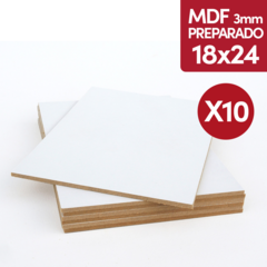 MDF 3mm Preparado 18x24 Cm Blanco Acrilico Oleo x 10