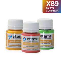 Pintura Para Tela Eterna 37 ml PALETA COMPLETA x 89 Unidades