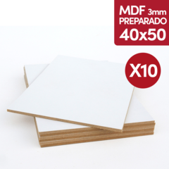 MDF 3mm Preparado 40x50 Cm Blanco Acrilico Oleo x 10