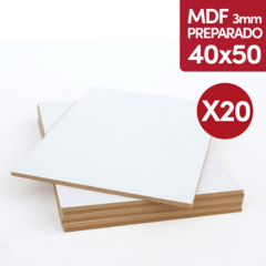 MDF 3mm Preparado 40x50 Cm Blanco Acrilico Oleo x 20