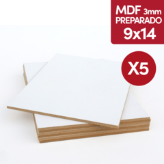 MDF 3mm Preparado 9x14 Cm Blanco Acrilico Oleo x 5