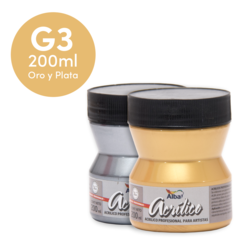 Acrilico Profesional Alba 200ml Gurpo 3 Dorado Y Plateado